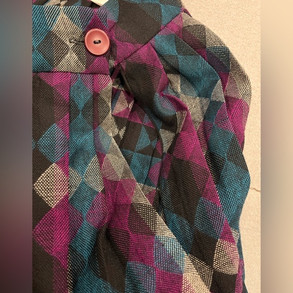 [US14] VTG Virani 100 Wool Multicoloured Pleated Geometric pattern Full Skirt - Picture 6 of 9